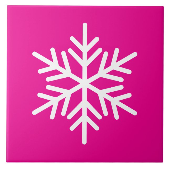 Festive White Nordic Snowflake on Peppermint Rosa Kakelplatta (Framsidan)