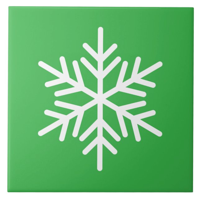 Festive White Nordic Snowflake på Bright Grönt Kakelplatta (Framsidan)
