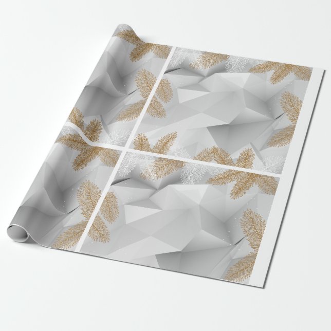 Festive White och Golden Wrapping Papper Presentpapper (Utrullad)