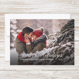 Festive White Script Glad helg Gradient Photo Julkort