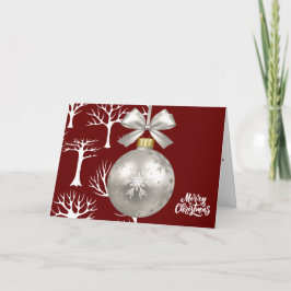Festive White Träd jul Ornamet Red Kort