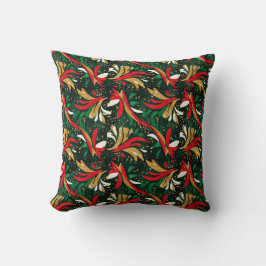Festive Wild Bouquet Pattern – Red, Gold & Green A Kudde