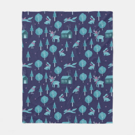 Festive Winter Animals Fleecefilt