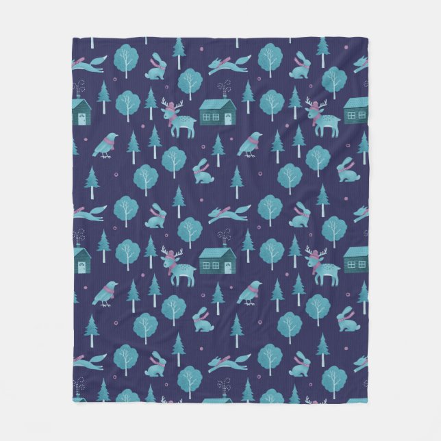 Festive Winter Animals Fleecefilt (Framsidan)