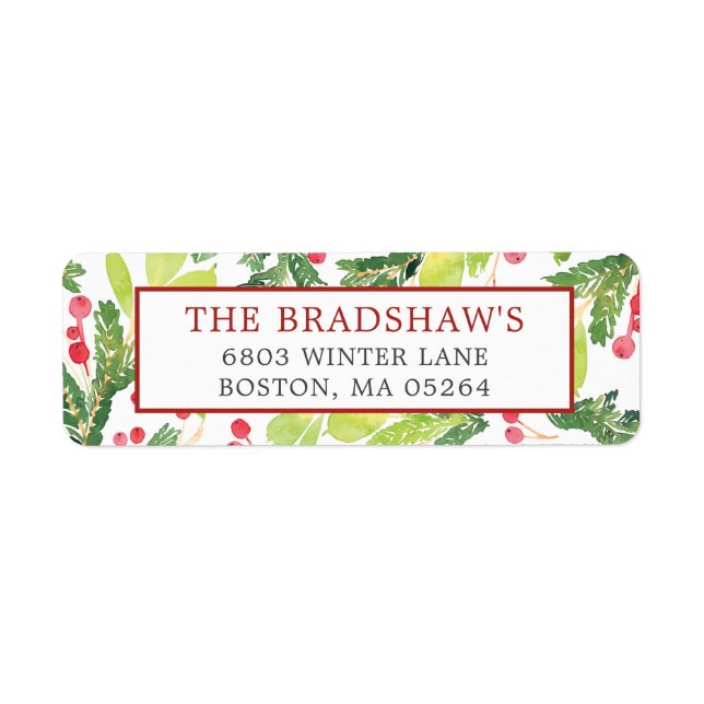 Festive Winter Berries Returadress Returadress Etikett (Framsidan)