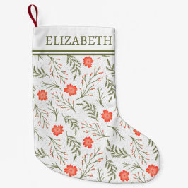 Festive Winter Blommigt with Monogram Helgdag Liten Julstrumpa