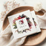 Festive Winter Blommigts jul Bröllop Pappersservett<br><div class="desc">Den här elegantens provocerande poinsettia pappra blöjor från bröllop är perfekt för ett modernt klassbröllop. Blommigten i riken har vattenfärgsformade poinsettia i rik skuggor av rött, burgudyst, krämer och elfenben, helgdag med lush grey. Anpassa blöjorna med namn från bruden och brudgummen. De här blöjorna kan användas till bröllopsmottagning, repetitionsmiddag, förlovningsfest...</div>