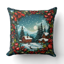 Festive Winter Cabin Scene vid jul - andedräkt