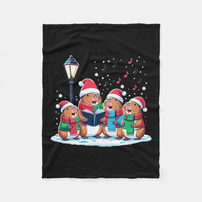 Festive Winter Capybara jul Fleecefilt (Framsidan)