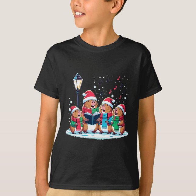 Festive Winter Capybara jul T Shirt (Framsida)