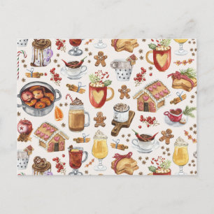 Festive Winter Drinks and Desserts Helg Vykort