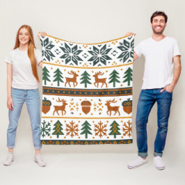 Festive Winter Forest Mönster Fleecefilt