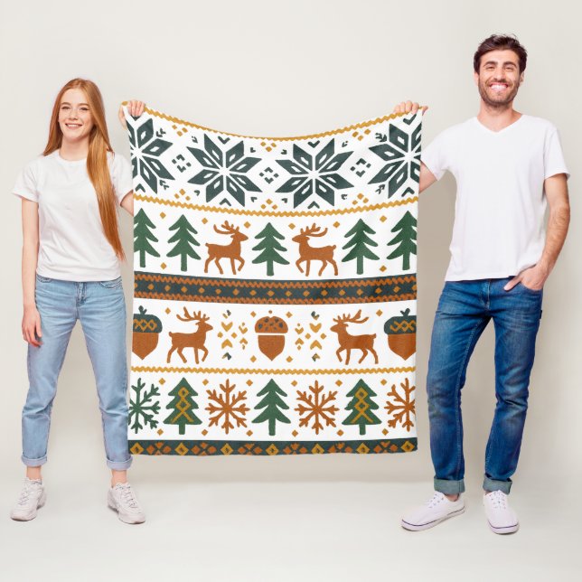 Festive Winter Forest Mönster Fleecefilt (På plats)