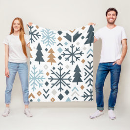 Festive Winter Forest Mönster Fleecefilt