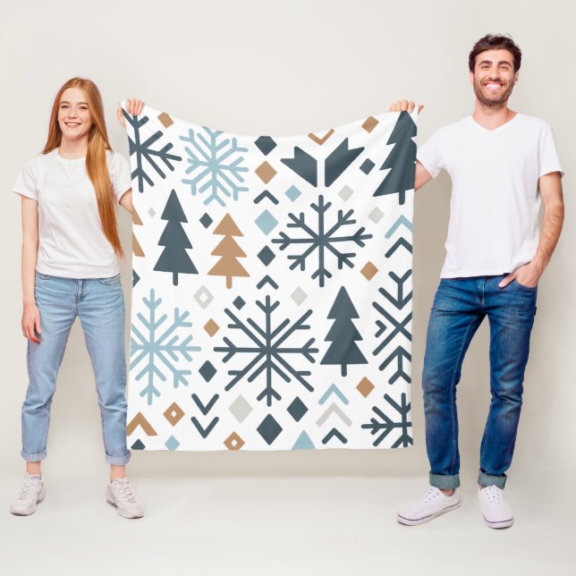 Festive Winter Forest Mönster Fleecefilt (På plats)