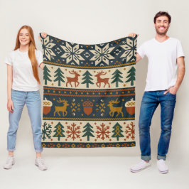 Festive Winter Forest Mönster Fleecefilt