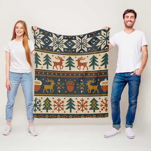 Festive Winter Forest Mönster Fleecefilt (På plats)