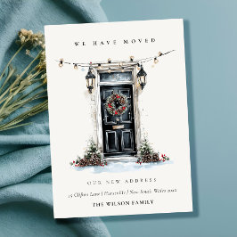 Festive Winter Front Door We have Moved Card Tack Kort