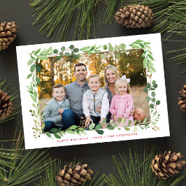 Festive Winter Greenery Elegant Foliage Photo Julkort