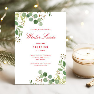Festive Winter Greenery-Eleganten Botanical Party Julkort