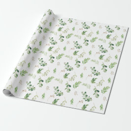 Festive Winter Greenery Watercolor Botanicals Presentpapper