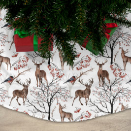 Festive Winter Hjort Woodland Mönster jul Julgransmatta Borstad Polyester