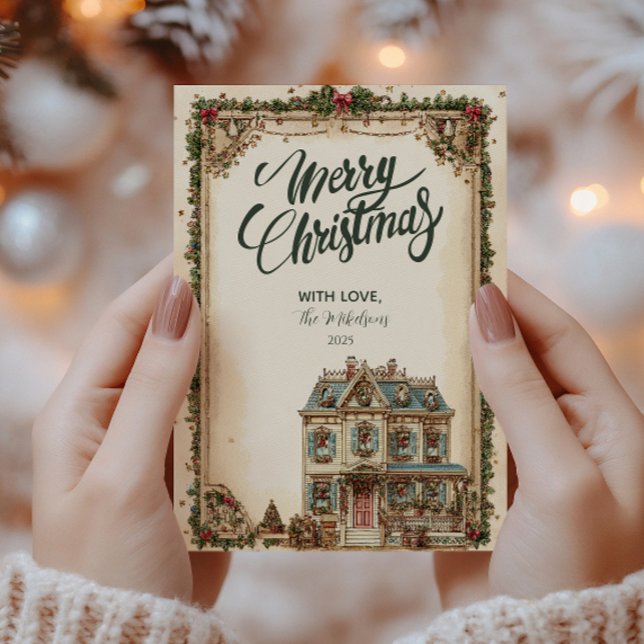 Festive Winter House-jul Firande Julkort (Skapare uppladdad)