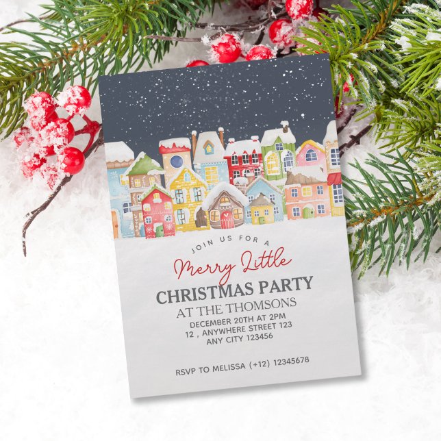 Festive Winter House Twilight Himmel jul i Snö Inbjudningar (Skapare uppladdad)