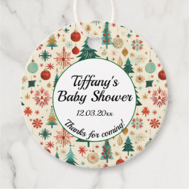 Festive Winter Mönster Baby Shower Gåvor Etiketter