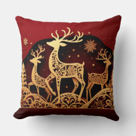 Festive Winter Reindeer – Ornate Forest Kudde