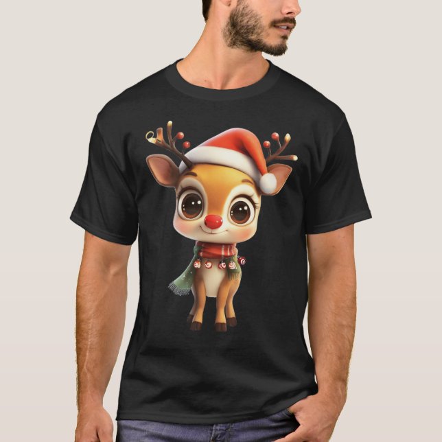 Festive Winter Reindeer T Shirt (Framsida)