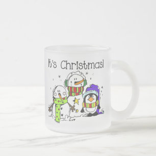 Festive Winter Snögubbars and Penguins Det är jul Frostad Glasmugg