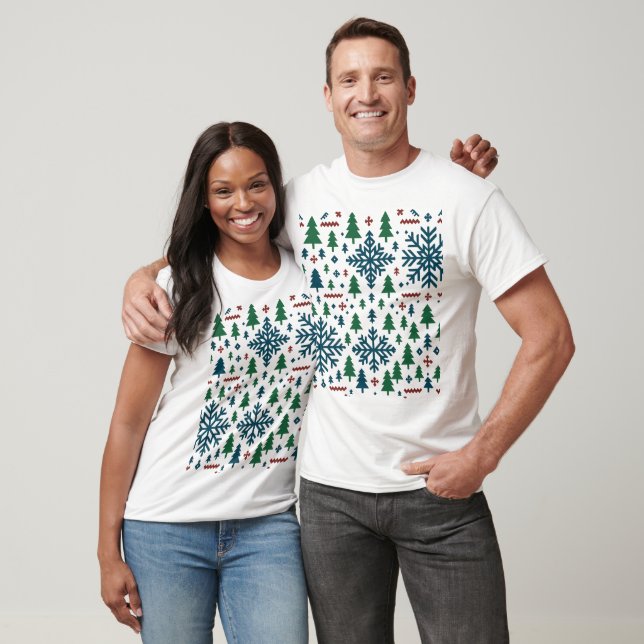 Festive Winter Snowflake Mönster T Shirt (Unisex)