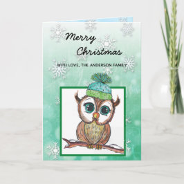 Festive Winter Uggla God jul Kort