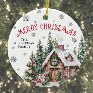 Festive Winter Watercolor-jul Julgransprydnad Keramik