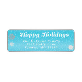 Festive Winter Wonderland Blue and White jul Returadress Etikett