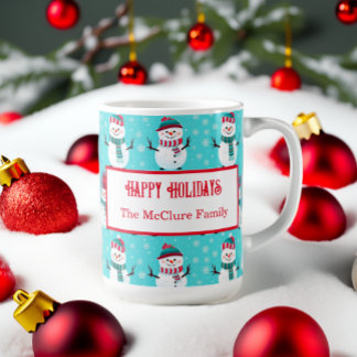 Festive Winter Wonderland Blue Snögubbars jul Kaffemugg