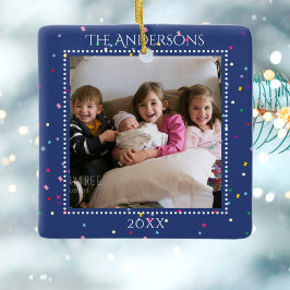 Festive Winter Wonderland Ram | Familjefoto Julgransprydnad Keramik