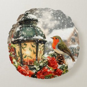 Festive Winter Wonderland Scene Rund Kudde
