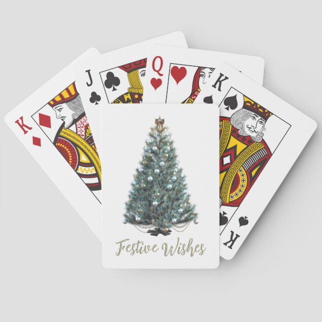 Festive Wishes. Christmas tree design Casinokort (Baksidan)