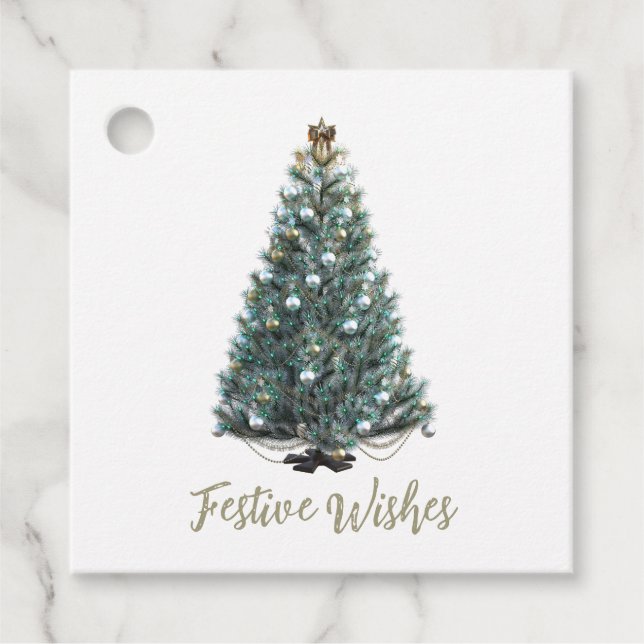 Festive Wishes. Christmas tree design Gåvor Etiketter (Framsida)
