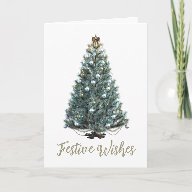 Festive Wishes. Christmas tree design Kort (Framsida)