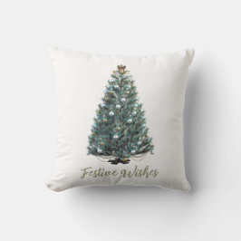 Festive Wishes. Christmas tree design Kudde