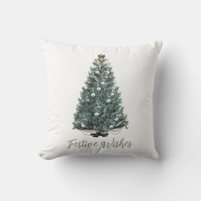Festive Wishes. Christmas tree design Kudde (Framsida)