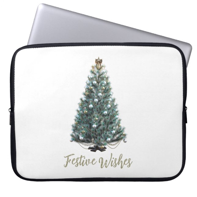 Festive Wishes. Christmas tree design Laptop Fodral (Framsidan)