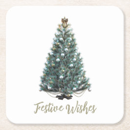 Festive Wishes. Christmas tree design Underlägg Papper Kvadrat
