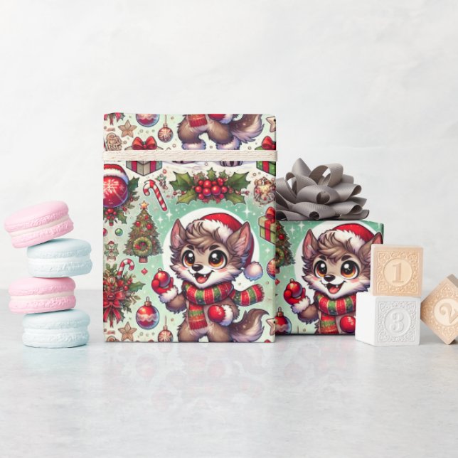 Festive Wolfman Wrapping Papper Presentpapper (Baby Shower)