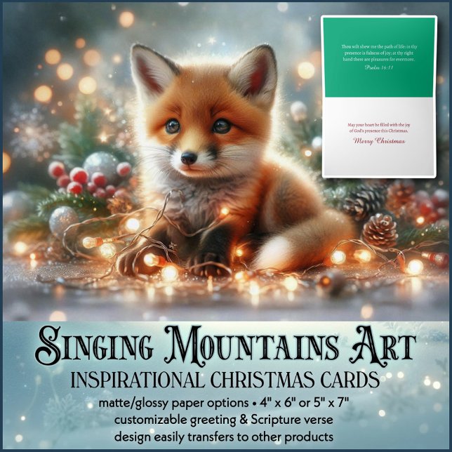 Festive Woodland Fox med bible Verse jul Helgkort (Skapare uppladdad)