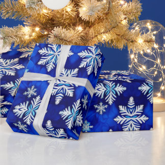 Festive Wrap Wonderland "Snöflingor on Royal Blue" Presentpapper