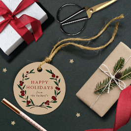 Festive Wreath Christmas Holiday Gåvor Etiketter